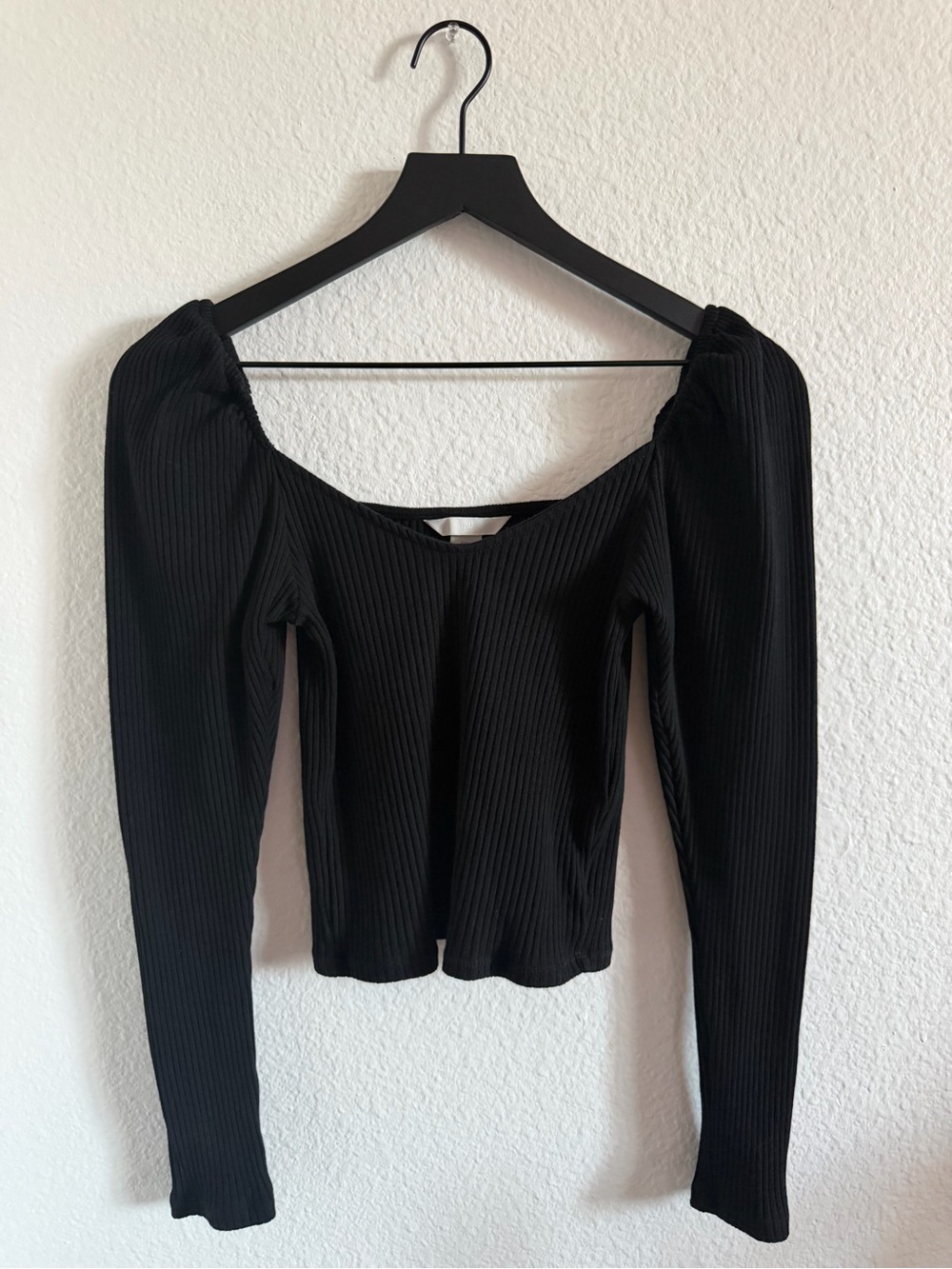 h&m black ribbed long-sleeve top